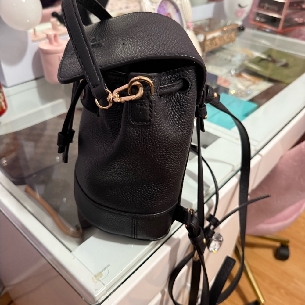 Tory Burch Black Pebbled Leather Mini  Backpack - Picture 5 of 5
